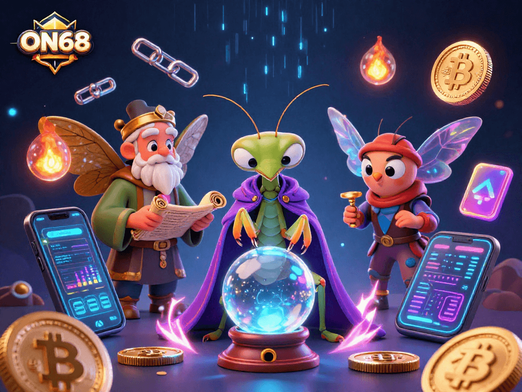 Experience thrilling gameplay at ON68 with vibrant 3D artwork featuring engaging casino characters.