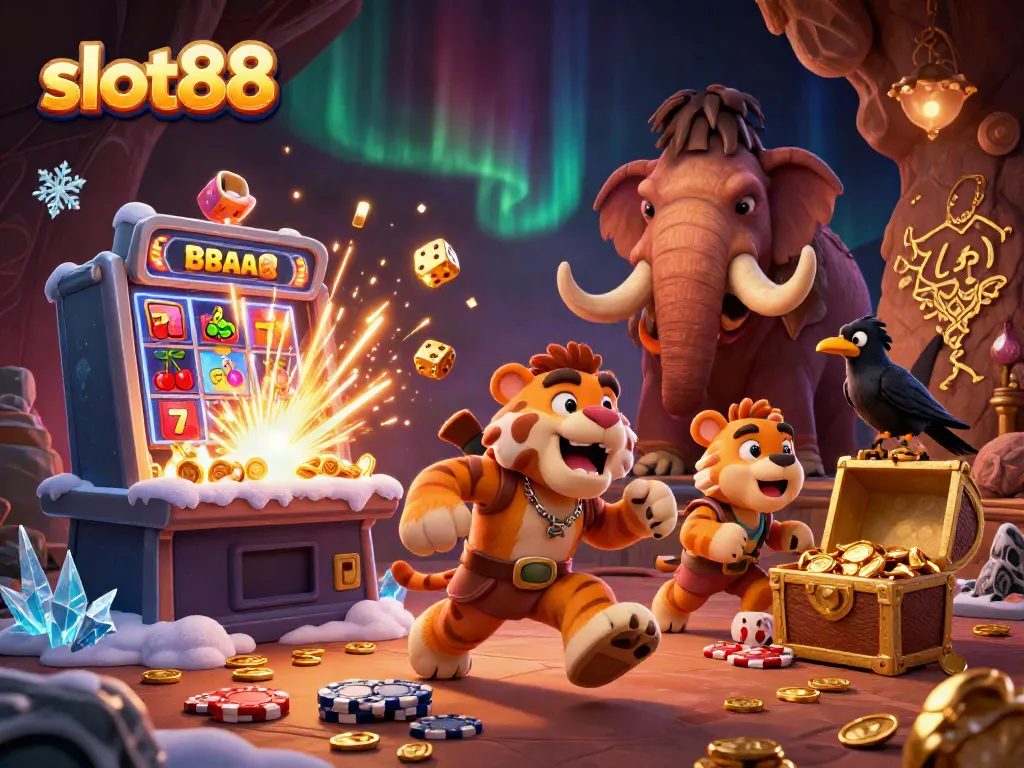 Menghadirkan pengalaman seru bermain slot88 dengan karakter lucu dalam kasino prasejarah.