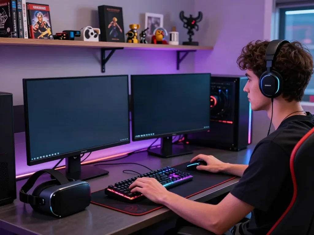 A80 website featuring an engaging digital gaming space with vibrant RGB lighting and gaming peripherals.