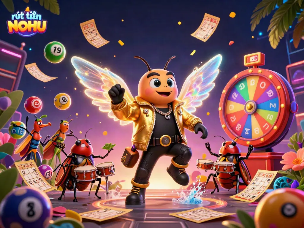Engage in rút tiền NOHU, where vibrant 3D characters celebrate in a rich casino atmosphere with dynamic elements.