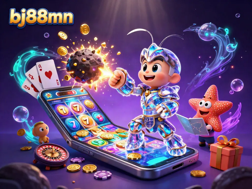 Experience the excitement at bj88mn with a galactic samurai shrimp punching golden gems and coins!