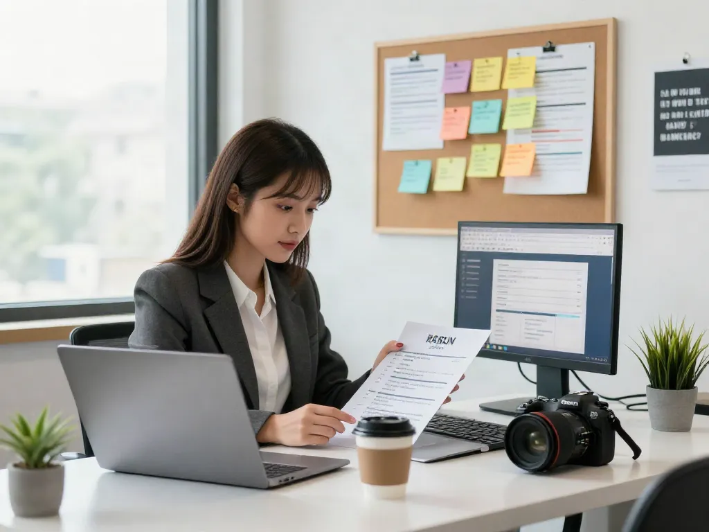 Job seeker engaging in effective หางาน strategies in a modern office setting.