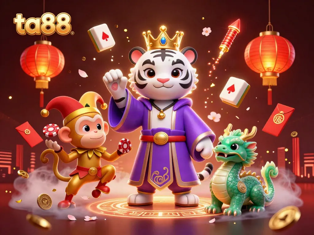 Engage with ta88 as a majestic tiger, playful monkey, and jade dragon illuminate casino adventures.