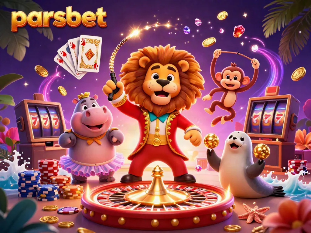 Experience the excitement of parsbet with dynamic casino elements and colorful characters in an energetic scene.