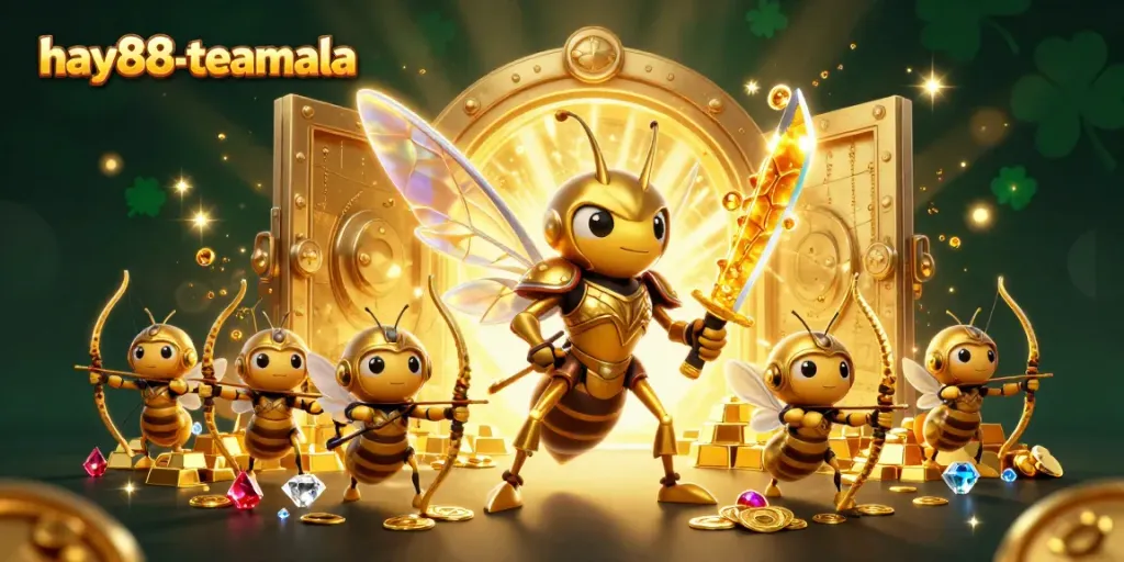 Experience thrilling gameplay with hay88-teamala, a dazzling 3D illustration showcasing vibrant casino action.
