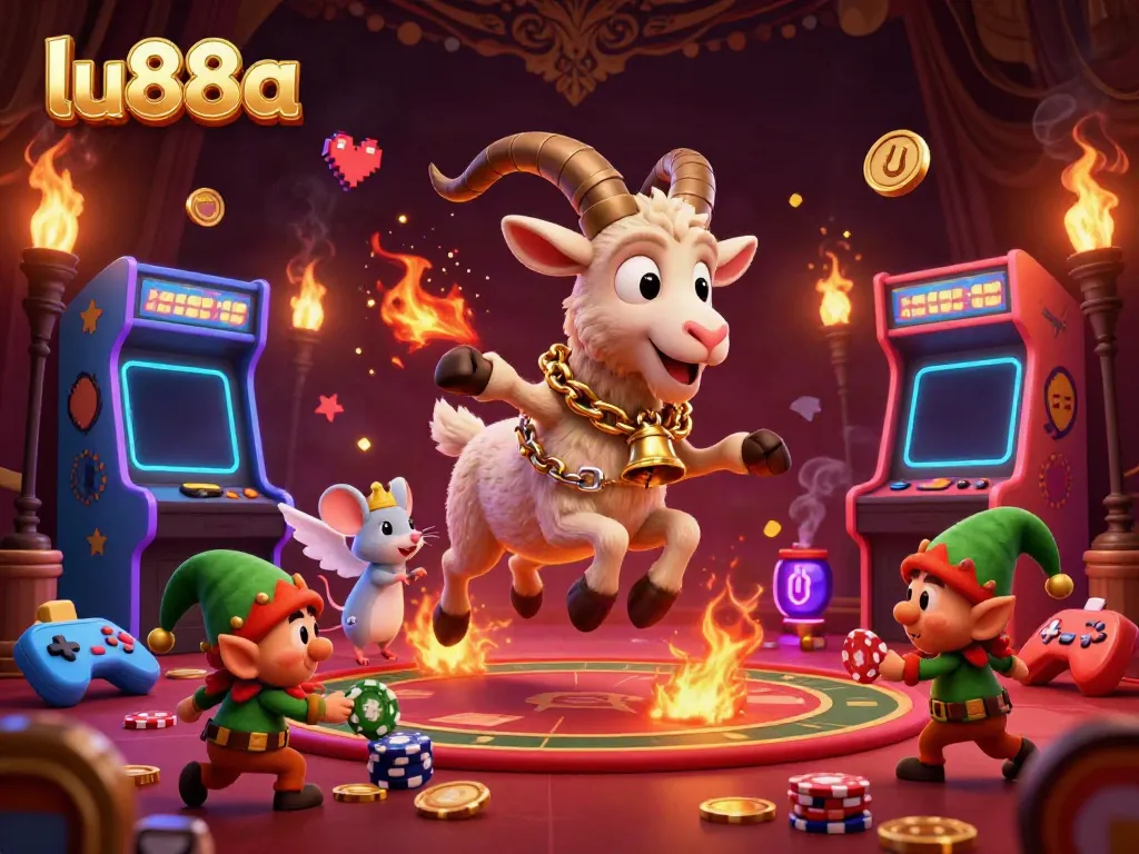 Experience excitement at lu88a's vibrant casino with cartoon characters and animated game elements.