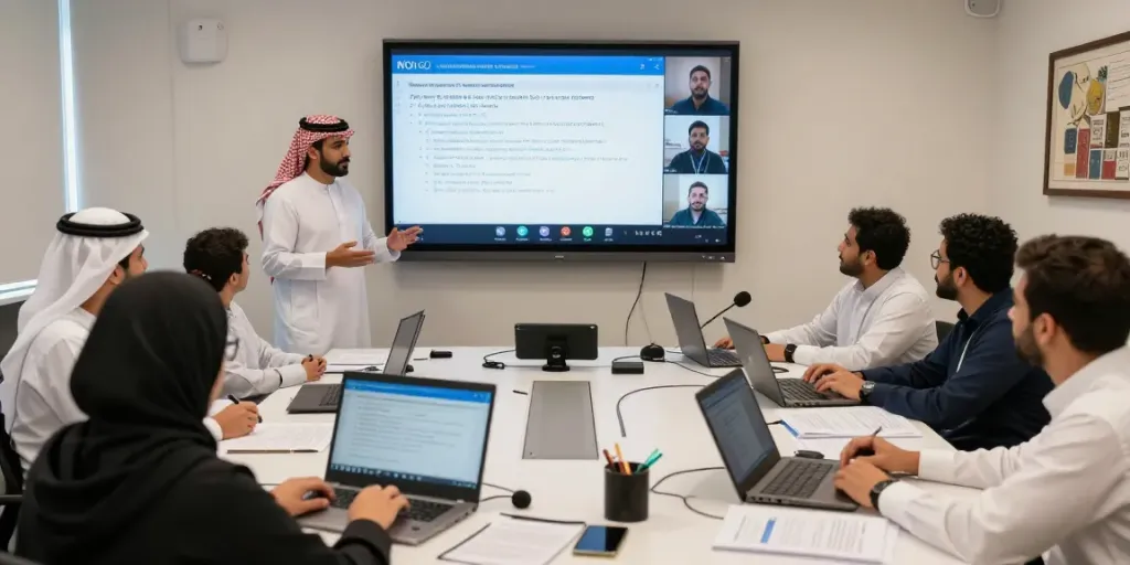NVQ Level 6 in Saudi Arabia training session with engaged professionals in a virtual classroom setting