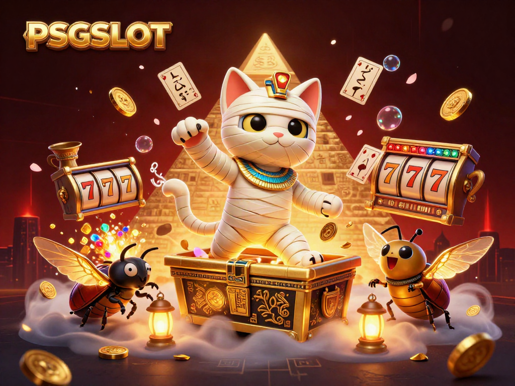 PSGSLOT menghidupkan aksi di kasino dengan mumi kucing dan kartu hieroglif yang mengapung.