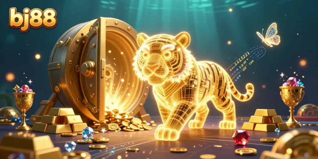 Experience the thrill of gaming at bj88 with a vibrant casino scene featuring dazzling treasures.
