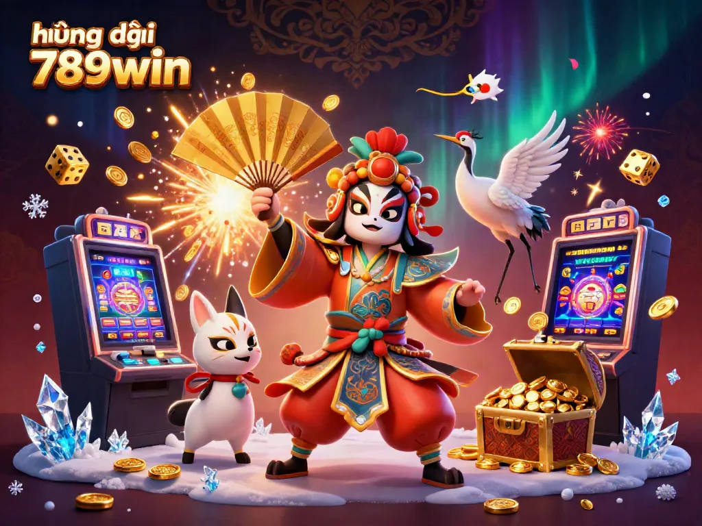 Engage in gaming action with hướng dẫn 789win in this vibrant 3D digital illustration.
