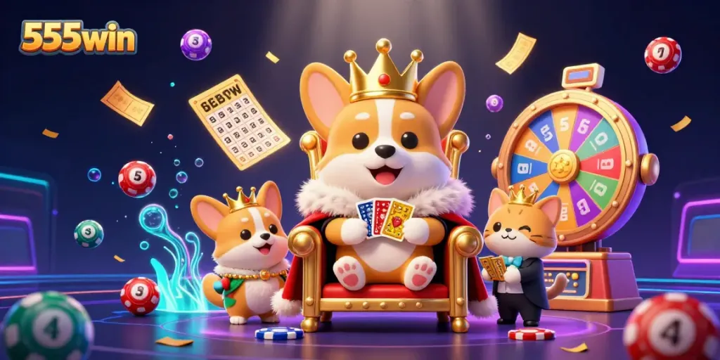 Experience the thrilling ambiance of 555win through a vibrant, dynamic casino scene.