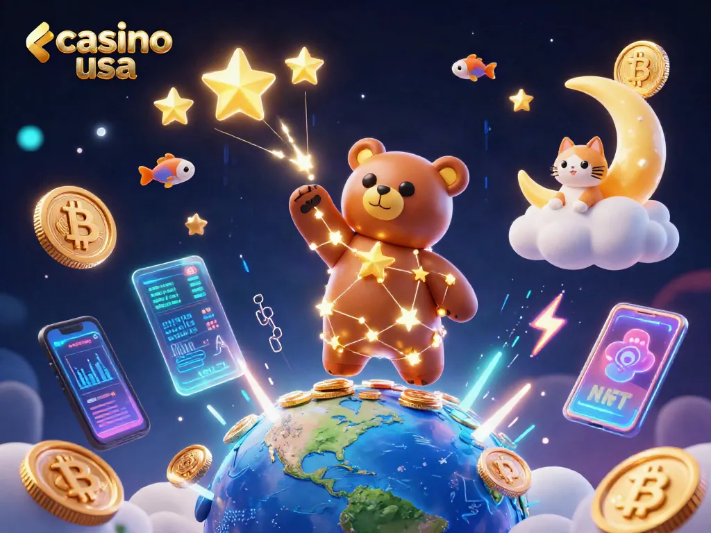 Play exciting games at top casino usa platforms with glowing digital coins and lively characters.