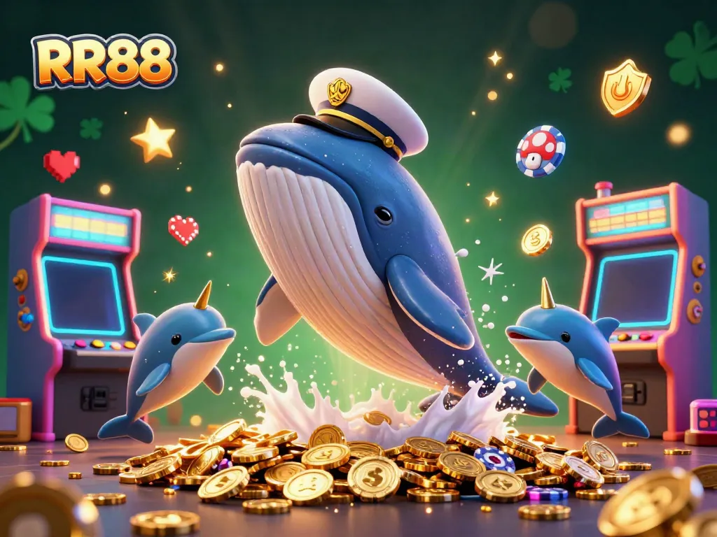 Experience thrilling wins at RR88 with playful casino-themed sea creatures in a vibrant scene.