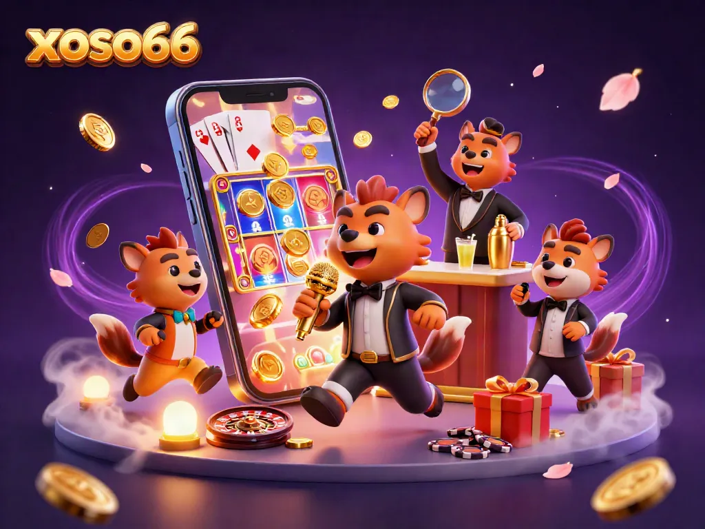 Experience the xoso66 comedy casino club with hyenas mixing drinks, telling jokes, and playing vibrant slot games.