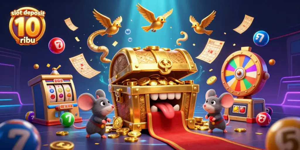 Experience thrilling adventures with slot deposit 10 ribu, showcasing vibrant casino elements and dynamic gaming visuals.