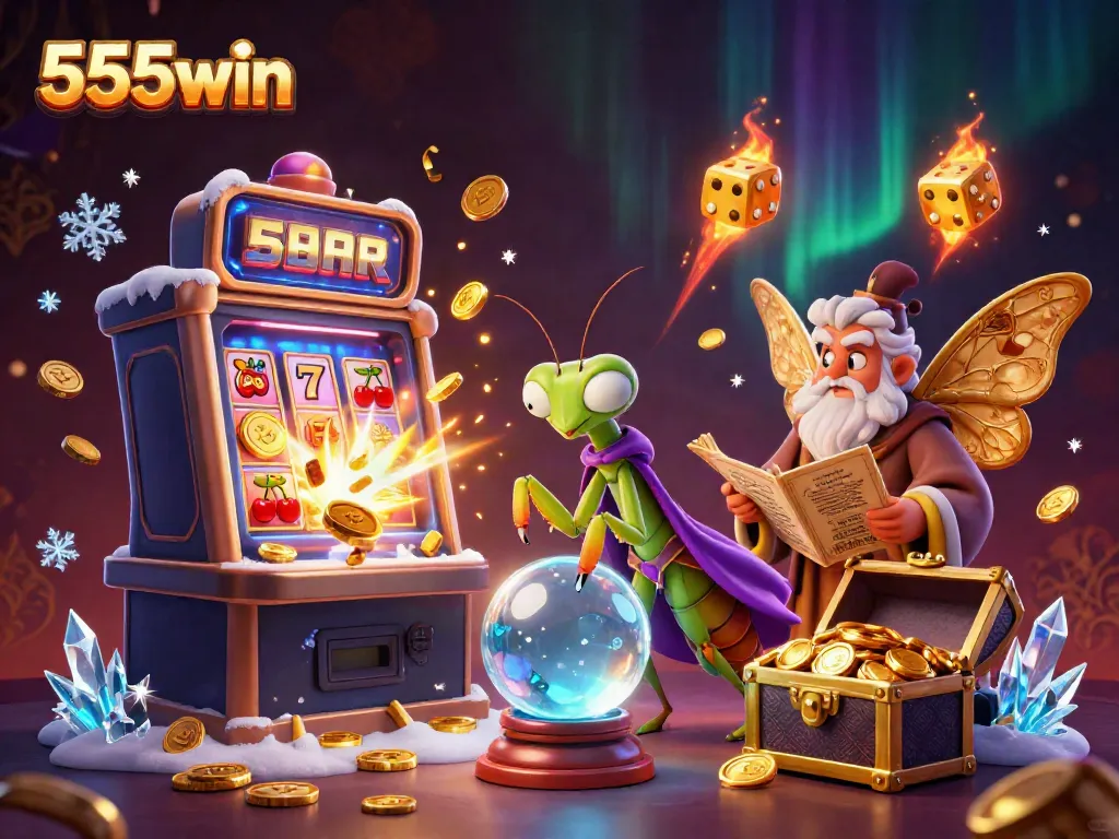 Experience the excitement with 555win's captivating slot scene showcasing engaging characters and jackpot opportunities.