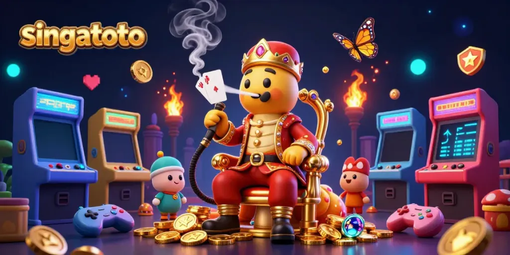 Join the fun with singatoto's vibrant gambling scene featuring an entertaining caterpillar and colorful game elements.
