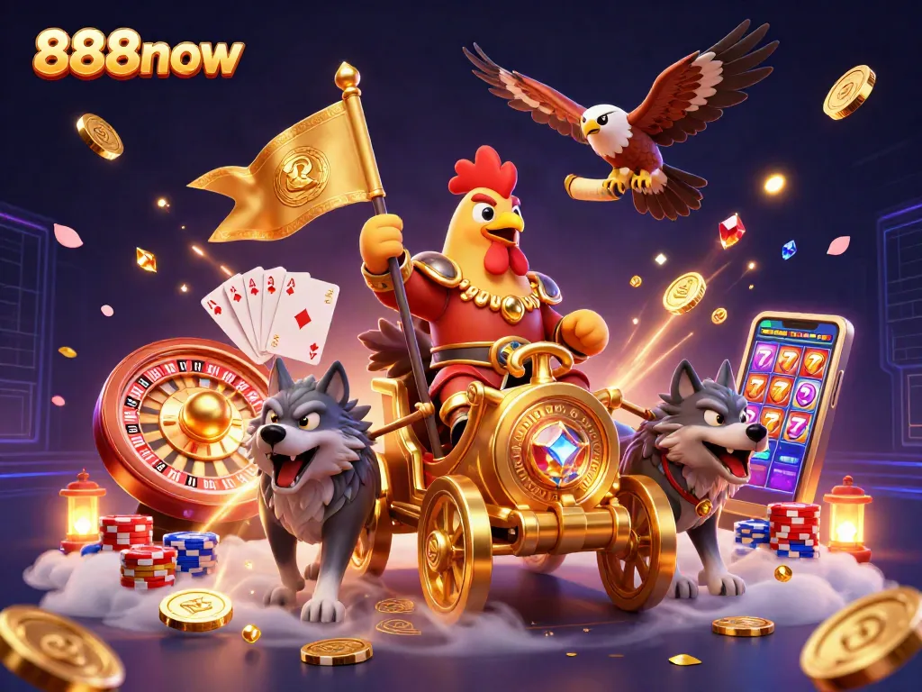 Spin the reels at 888now with golden coins and captivating casino elements in action.