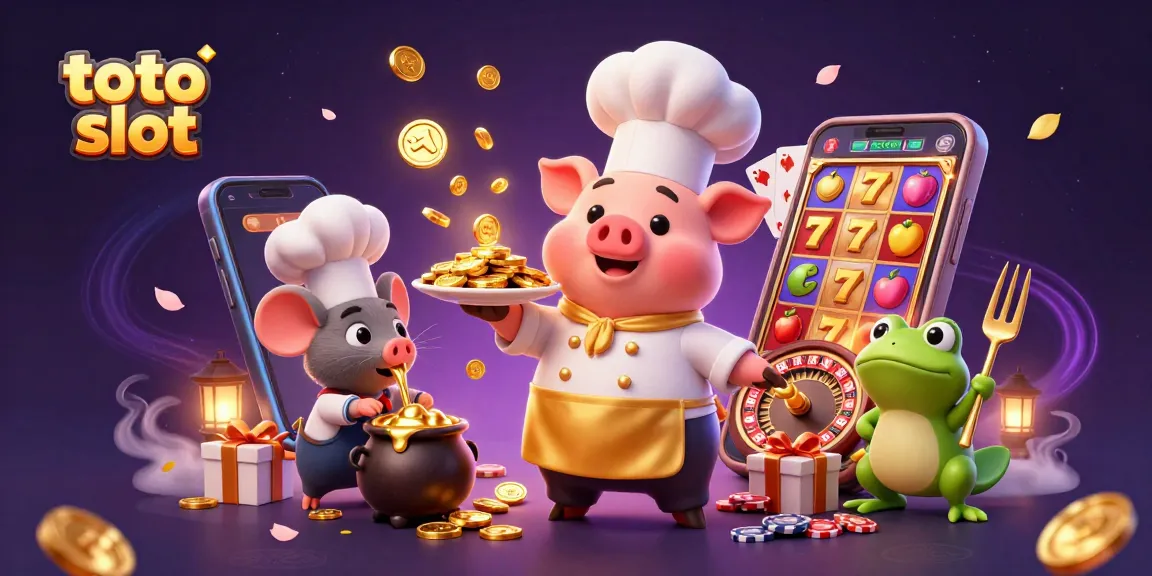Menang besar dengan toto slot, bermain slot dengan karakter babi, katak, dan mouse di kasino 3D.