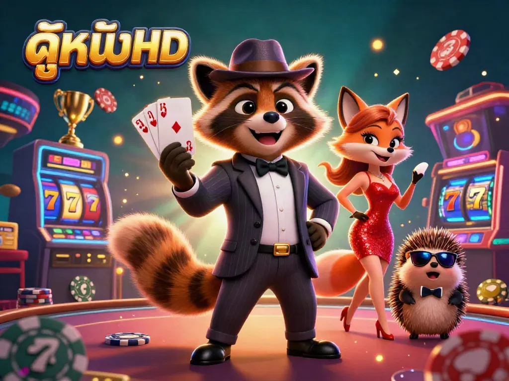Experience exciting casino moments with ดูหนังHD's vibrant characters in a high-stakes poker scene.