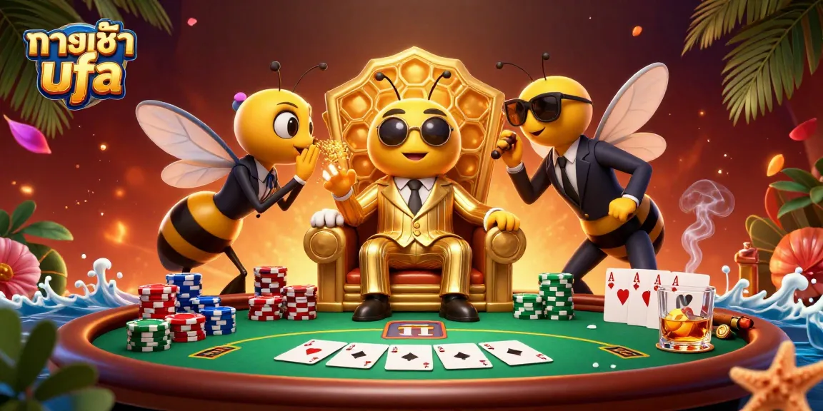 Engage with ทางเข้าufa in a vibrant 3D illustration showcasing high-stakes poker with dynamic characters.