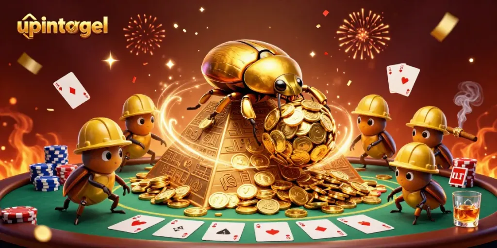 Permainan sepatu bata emas upintogel yang menarik dengan koinnya berkilau di kasino.