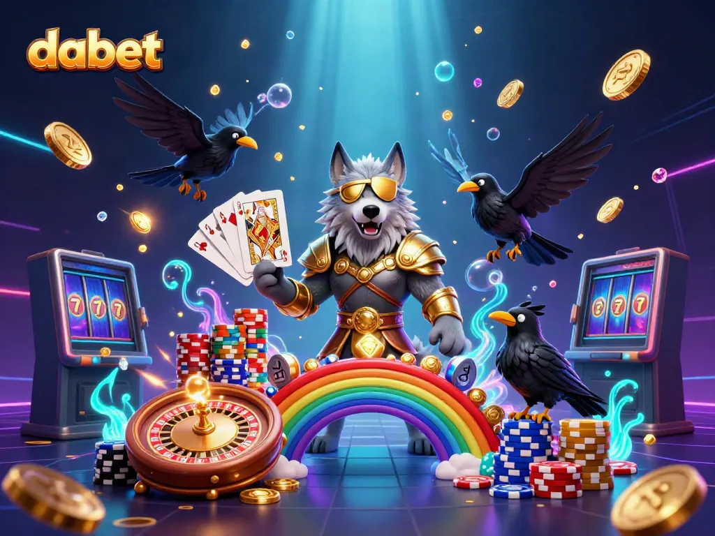 Dabet offers an exciting gambling experience with vibrant casinos, glowing coins, and lively game elements.