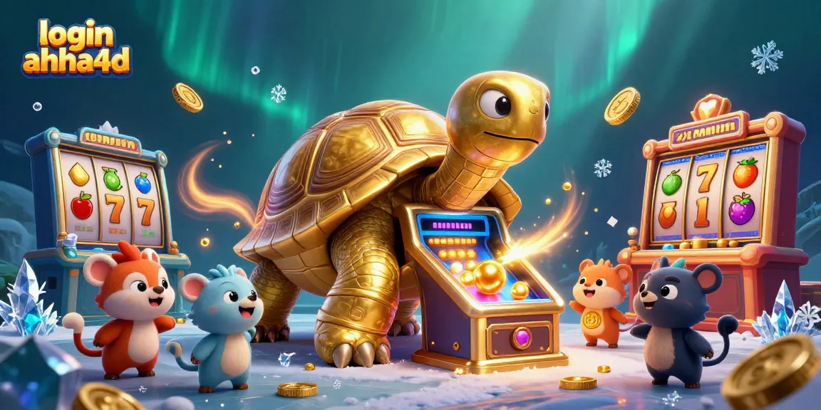 Menangani kesempatan login ahha4d dengan mesin slot unik dalam ilustrasi 3D yang dinamis.