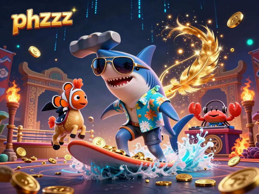 Experience thrilling underwater gambling action with phzzz's vibrant 3D casino illustration.
