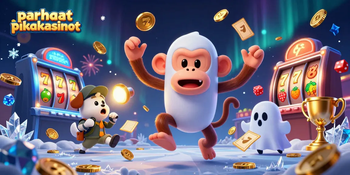 Experience the thrill of parhaat pikakasinot with a playful ghost character in a busy casino scene.